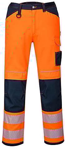 Portwest PW340 Men's PW3 Hi Vis Work Trousers Orange/Navy, 40