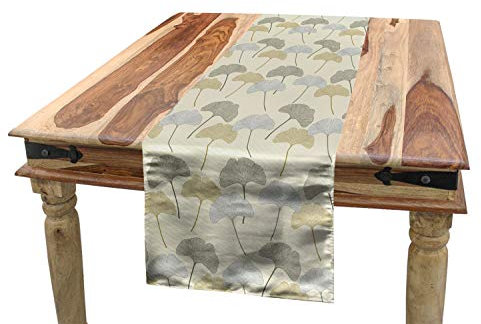 ABAKUHAUS Gingko Tischläufer, Soft-Baum-Blätter Retro-Stil, Esszimmer Küche Rechteckiger Dekorativer Tischläufer, 40 x 180 cm, Grün