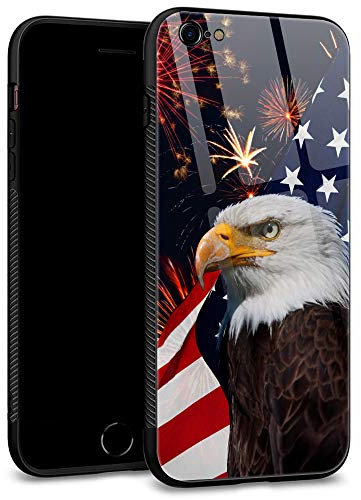 ZHEGAILIAN Case Compatible with iPhone 6S Plus Case,Case for iPhone 6 Plus Case Plexiglass Back Shell Pattern Designed with Soft TPU Bumper Case for iPhone 6/6S Plus Case -American Eagle Flag,