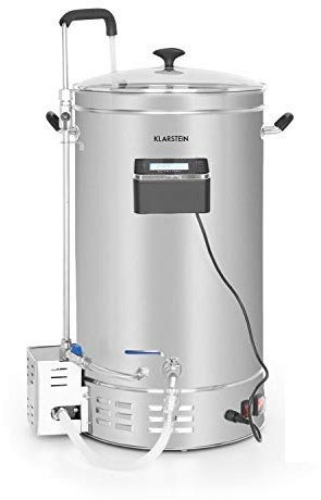 Klarstein Brauheld Pro Mash Kettle - Beer Brewing System, Power: 100-2500 W, MemoryBrew: 11 Programmable Steps, Timer: 1-99 min, Temperature 30-100 ° C, Stainless Steel - Silver, 35 litres