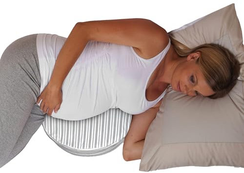 Boppy Wedge Schwangerschaftskissen, Grauer moderner Streifen, stützendes Schwangerschaftskeilkissen für Bauchunterstützung, kompaktes Design für Zuhause, Büro und Reisen