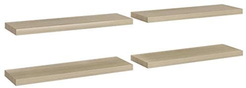 vidaXL 4X Wandregal Schwebend Hängeregal Wandboard Bücherregal Regalbrett Schweberegal CD DVD Regal Dekoregal Eichefarben 80x23,5x3,8cm MDF