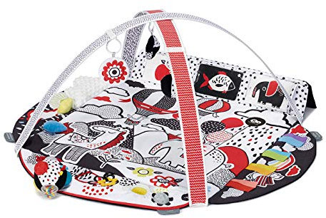 Kinderkraft Tapis d'Eveil 4SMART, Sensoriel Contrasté, 4 Zones, Stimulant le Développement l'Enfant, Jouets, Couleurs Contrastées