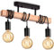 Lightess Industrial Wood Pendant 3-Head Adjustable Chandelier Vintage Semi Flush Ceiling Light - Living Room, Kitchen, Dining Room - Black Hanging Light