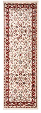 Carpeto Rugs Traditioneller Orientalischer Teppich mit Blumen - Kurzflor - Weich Teppich für Wohnzimmer, Schlafzimmer, Esszimmer - ÖKO-TEX Wohnzimmerteppich - Teppiche - Ja - Rot