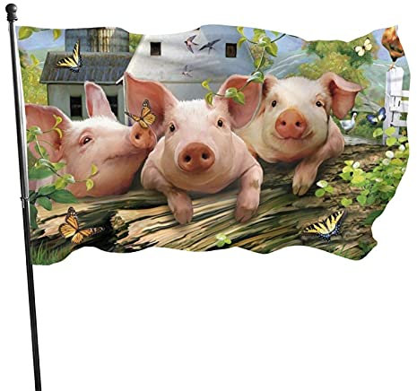 Tcerlcir Gartenflaggen Glückliche Schweine Garten Banner Feiertage Flags Haus Hof Flagge Dekorative Hauptflagge 90 x 150 cm