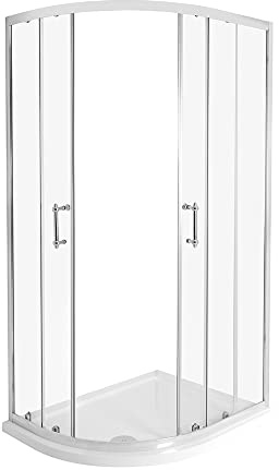 MILANO Chrome Left Hand Quadrant Shower Enclosure White Tray 1000 x 800mm