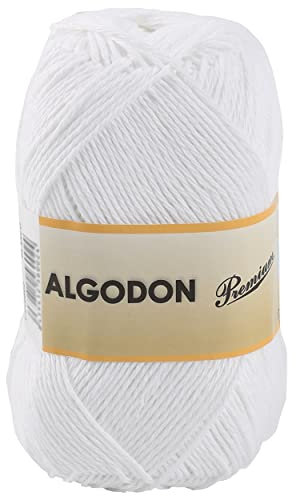 Hilo de Algodón Ovillo de Algodón 100% Perfecto para Tejer o para Ganchillo - Color Blanco 100gr 220metros