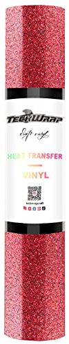 TECKWRAP Glitter Heat Transfer Vinyl Roll - HTV Iron On Flex Foil 152 cm x 30 cm (Red)