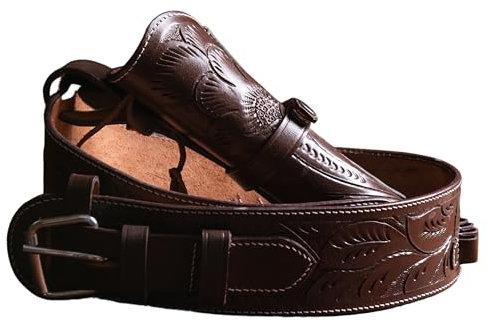 Hulara Full Grain Buff Leather 22 Caliber Tooled Western Holster Heritage Rough Rider 22 Holster Western Gun Belt Heritage 22 Holster Cowboy Holster Ruger Wrangler Holster 22 Revolver Holster