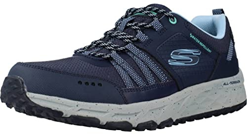 Skechers Women's Escape Plan Endless Pursuit Trekking Low Cut Shoes, Navy Leather/Mesh/Blue Trim, 5 UK