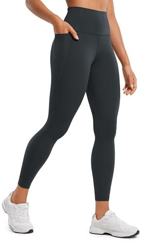 CRZ YOGA Butterluxe Damen High Waist Sport Leggings Blickdicht Soft Yoga Hosen Gym Workout Leggins mit Tasche - 64cm Melanit 42
