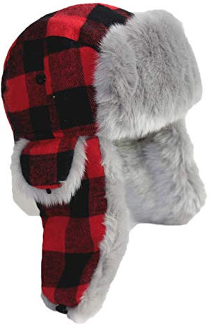 nster Winterhüte, Bomber-Hut-Trooper-Trapper-Hut-Plaid-Faux-Fell-Aviator-Bomber-Hut Winter-Pilot-Kappe Warm für Ski