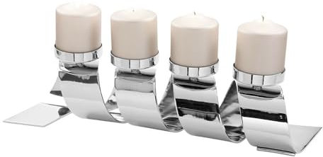 Fink Twister/Leuchter, 4flm., Silber, Metall, 14 cm x 14 cm, Tischplatte, Home Decor