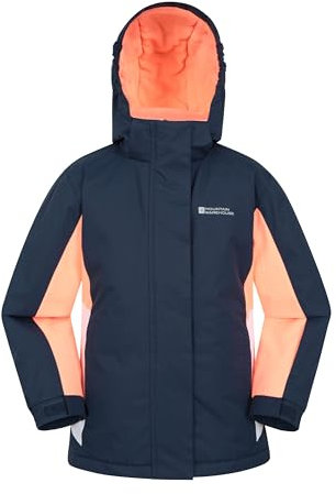 Mountain Warehouse Honey Skijacke für Kinder - Schneedicht, Kinderjacke mit Fleecefutter, Schneerock, Winterjacke- Hält Kinder warm Schwarze Iris-Marinenblau 7-8 Jahre