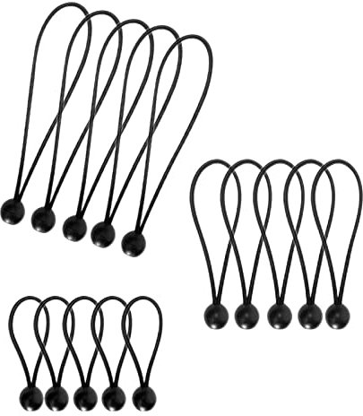 15 Stück Spanngummi mit Kugel 10cm + 15cm + 20cm Planenspanner mit Kugel Gummispanner Expanderschlingen Zeltgummis für Zelte Banner Planen, Schwarz
