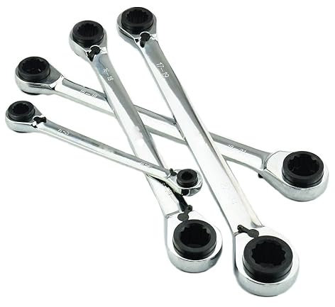 AVFORA Llave de carraca Ajustable, Llave de Vaso, 4 tamaños en 1, carraca Universal Multifuncional, 8~24mm, 1 Pieza de Llaves