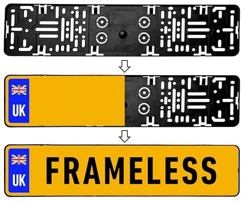 PLEXICLICK® PRO - Number Plate Holder for Cars - Invisible Look - Black - Universal License Plate Holder - For UK 3mm Frames