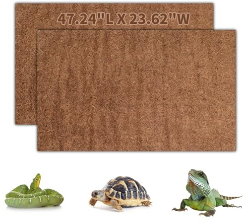 Hamiledyi Alfombra de reptil de fibra de coco natural para tortuga, forro de terrario de mascotas, suministros de reptiles para lagarto, serpiente, camaleón, tortuga, ropa de cama, alfombra de conejo