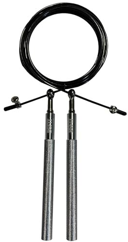 BSFIT® Cuerda de Saltar | Comba Profesional para Fitness y Boxeo | Ideal para Cardio, Entrenamientos de Velocidad y Cross Training | Duradero y Ligero con Alta Adaptabilidad. (ALUMINIO FINO PLATA)