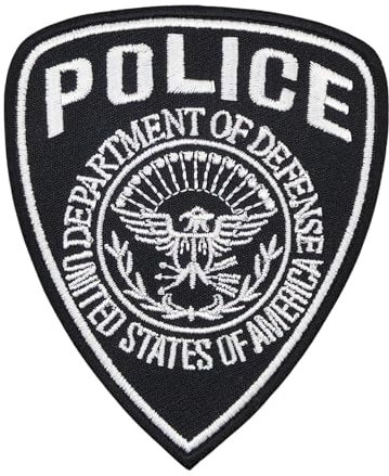 Police Abzeichen Aufnäher zum aufbügeln oder aufnähen Bügelbild Aufbügler für Kleidung gestickter Bügelpatch Applikation USA Karneval Fasching Kostüm Patch Größe 7,5 x 9 cm