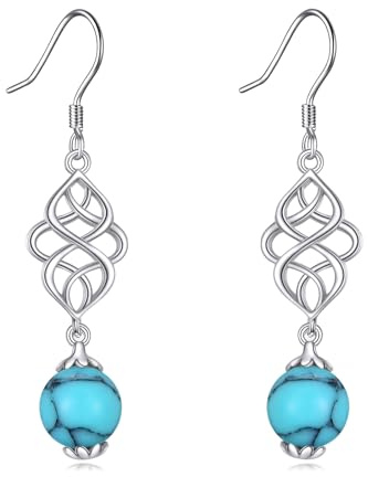 925 Sterling Silber Türkis Onyx Karneol Ohrhänger Vintage Tropfen Ohrringe Schmuck Geburtstagsgeschenke für Damen (Keltische Türkis Ohrringe)