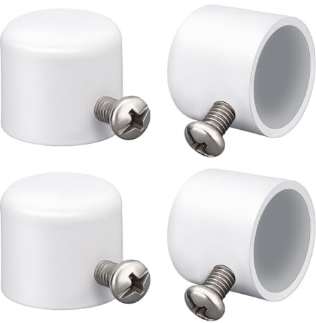 AHANDMAKER Lot de 4 embouts de tringle à rideaux en fer avec vis pour tringles à rideaux romaines de 1,9 cm de diamètre, blanc