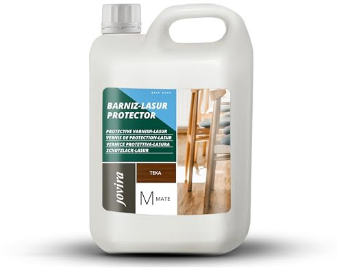 JOVIRA PINTURAS BARNIZ-LASUR Protector Mate al Agua. Protege, decora y embellece todo tipo de madera. (2 Litros, Teka) K-8