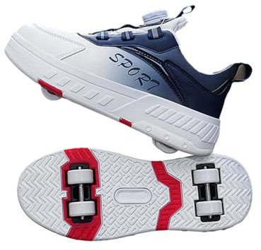 ENEN Schuhe mit Rollen für Jungen & Mädchen, Streetstyle Outdoor Turnschuhe mit Rollen Versenkbarer, 31-40 Schuhe mit Rollen Kinder, 2-in-1 Roller Schuhe Turnschuhe mit 4 Rollen
