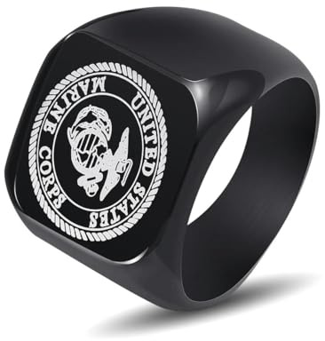 Hokech Edelstahlring Männer US Army Marine Corps Titan Punk Biker Ringe