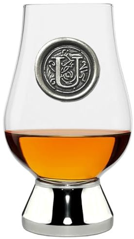 English Pewter Company Glencairn Verre à whisky personnalisé avec initiale monogramme – Cadeaux uniques pour homme – avec votre choix d'initiale 200 ml [WGP221] (U)