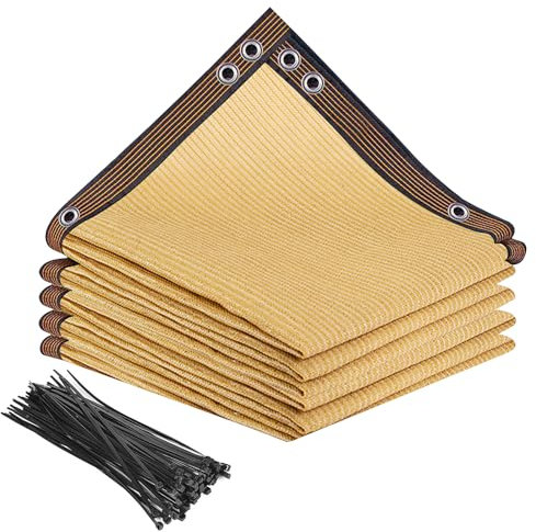 Garden Privacy Fence Screening, 1.8x15 m Privacy Netting Sunblock Shade Cloth Mesh Net Cover Resistant,Garden Shade Mesh Tarp for Outdoor Plant Cover, Greenhouse, Chicken Coop, Beige