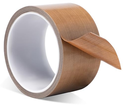 Pilikoll 50mmx10m x0.18mm(T) Hochtemperatur-Klebeband Hitzebeständig bis 260℃ Hochtemperatur Klebeband PTFE-Klebeband Teflon-Klebeband High Temp KlebeBand für Handversiegelung, Impulsversiegelung