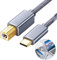 Cavo da stampante a USB 2.0 da tipo C a USB, in nylon intrecciato, compatibile con HP Canon, tablet, laptop, telefono cellulare e altri dispositivi USB A/B, connessione dati, cavo midi per stampante e