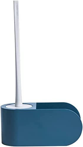 Toilet Brush and Holder Set, Toilet Brush Wall-Mounted Soft Silicone Toilet Brush and Holder Set,Cleaning Brush Set with Storage Rack,for Bathroom Bathroom Toilet Brush Holder (Dark Blue)