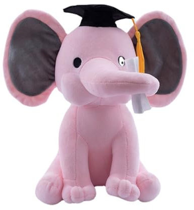 Animali di peluche – elefante, laurea, elefante con cappello a tazza, grande elefante in peluche, per ragazze e ragazzi, 25 cm (rosa)