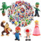 6 Pcs Mario Figuren Geburtstagsdeko, 50 Pcs Mario Aufkleber, Mario Spielzeug Figuren, Mario Kuchen Deko Figuren, Mario Tortenaufleger, Mario Figuren Cake Topper