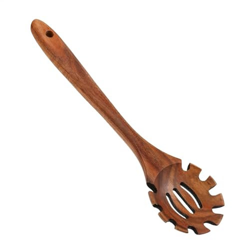 Cuchara de espagueti, tenedor de espagueti, cuchara de pasta de madera de 32 cm, pinzas para fideos, cuchara de espagueti, cuchara de pasta con dientes, cucharón de noodle, pinzas para espaguetis,
