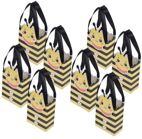 WEKADRIN Biene Geschenktüte 10 Stück Kleine Papier Geschenkboxen mit Griff Süßigkeitenboxen für Babyparty Geburtstag Hochzeit Party Vielseitige Geschenkverpackung für Leckereien Plätzchen Bonbons