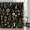 Bonhause Mushroom Floral Shower Curtain, Vintage Forest Plants Boho Bathroom Curtain 180 x 180 cm Waterproof Mildew and Mould Resistant Polyester Fabric Bath Curtain with 12 Hooks