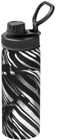 Black and White Checkered Stripes Fashion Print Sports Insulated Kettle 18oz,Stainless Steel Kettle,for Travel,Sports,Fitness