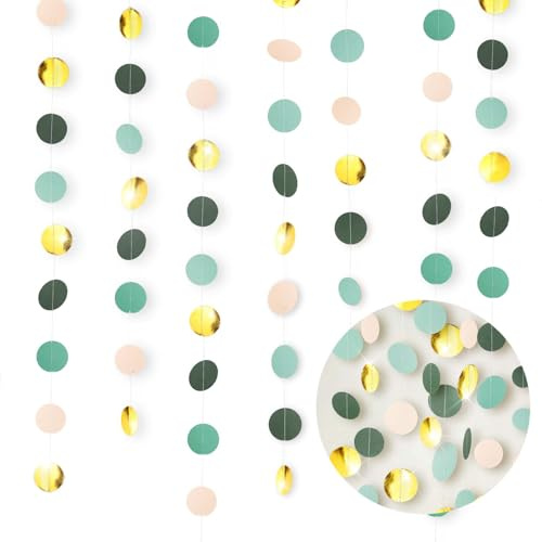 52 Ft Runde Papier Girlande Waldgrüne, 4 Stück 4m Glitzer Runde Kreis Banner, Hängende Waldgrüne Runde Garland, für Wedding Party Decorations/Geburtstag Deko/BabypartyGrün Karneval Jubiläen Hochzeit