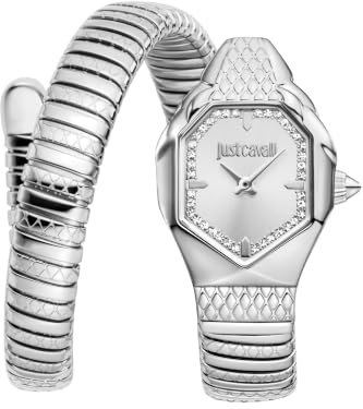 Just Cavalli Signature Snake Aria – JC1L369M0015 Women's Fashion Quartz Wrist Watch with Grey Dial and Stainless Steel Case Grey Dial