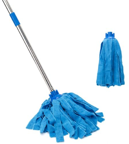 Microfiber Mop Floor Cleaning,150 cm Stainless Steel Handle and 2 Replacement Heads, Super Absorbent for kitchen, living room,Bathroom,Garage,Hardwood & Tile Floors