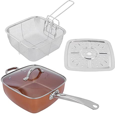 HEEPDD Set di Padelle Quadrate Antiaderenti, Pentole in Alluminio Premium con capacità di 6 Litri per Cucinare, Cuocere Al Forno e Cuocere a Vapore
