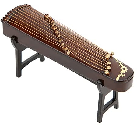 Zerodis Modèle d'ornements en Bois fabriqué à la Main, Réplique de Guzheng, Statue d'instrument de Musique, Finition Laquée, Artisanat Exquis pour la Décoration de la Maison, 3,9 Pouces, Cithare