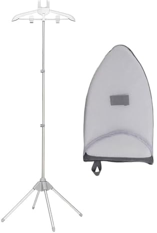 Steamer Stand, Height Adjustable, Telescopic Clothes Rack for Steam Ironing Station and Hand Steamer, 360° Rotatable Folding Aluminium Iron Stand, Includes Heat-resistant Glove & Hanger