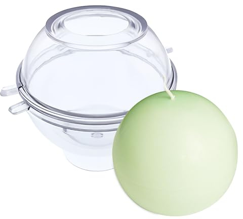 Kerzenform Kugel Ø 8 cm aus Polycarbonat – transparente zweiteilige Gießform für Kugelkerzen, hitzebeständig & wiederverwendbar, gleichmäßige Rundform für DIY-Kerzenherstellung