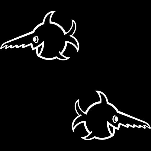 GreenIT 2 Stück 18cm Links und rechts Auto Aufkleber U96 Fisch Sägezahnfisch Heck Seiten Tuning Tattoo die Cut Decals Deko Folie (weiß)