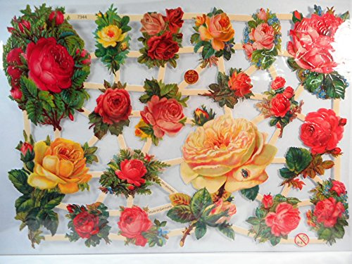 Glanzbilder Rose Blume Blumen EF 7344 Oblate Posiebilder Scrapbook Deko GWI 370
